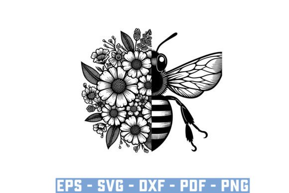 Download Gift Bee with Flowers Funny Vector Files - Flowers Collection