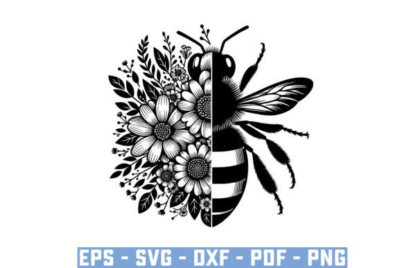 Download Gift Bee with Flowers Funny Vector Files - Flowers Collection