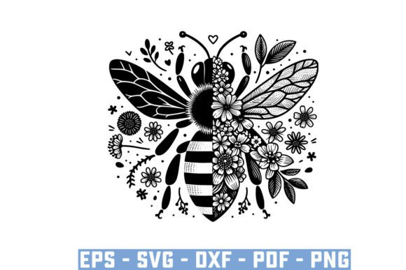 Download Gift Bee with Flowers Funny Vector Files - Flowers Collection