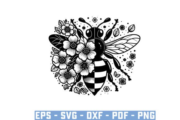 Download Gift Bee with Flowers Funny Vector Files - Flowers Collection