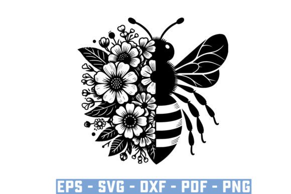 Download Gift Bee with Flowers Funny Vector Files - Flowers Collection