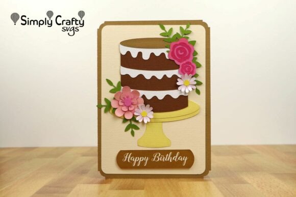 Download Birthday Cake with Flowers Card SVG - Flowers Collection