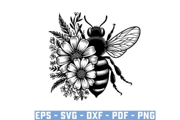Download Gift Bee with Flowers Funny Vector Files - Flowers Collection