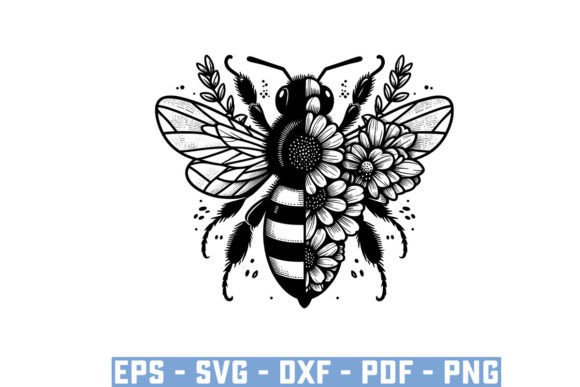 Download Gift Bee with Flowers Funny Vector Files - Flowers Collection