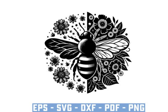 Download Gift Bee with Flowers Funny Vector Files - Flowers Collection