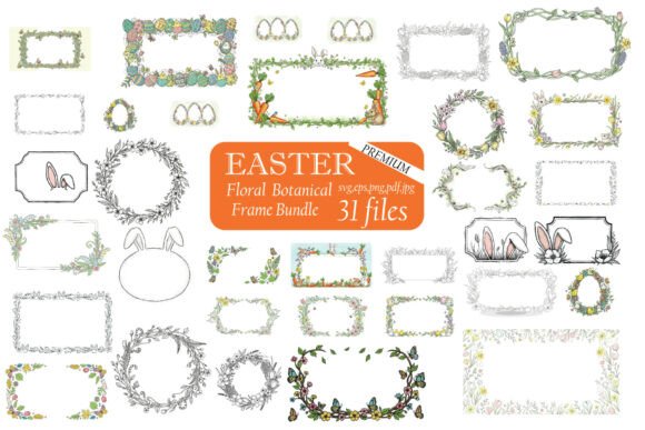 Download Easter Floral Botanical Frame Bundle - Botanical frame bundle Collection