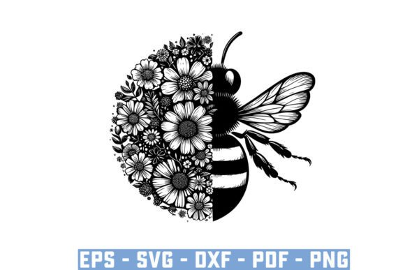 Download Gift Bee with Flowers Funny Vector Files - Flowers Collection