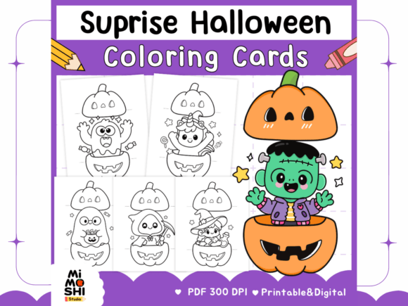 Download Surprise Halloween Coloring Cards Pop-up - Premium Resources